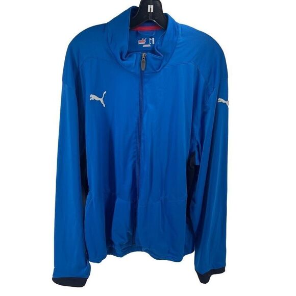 Puma Mens Liga Training Jacket Full Zip Active Adjustable Hem Logo Blue Size XXL - Picture 1 of 12